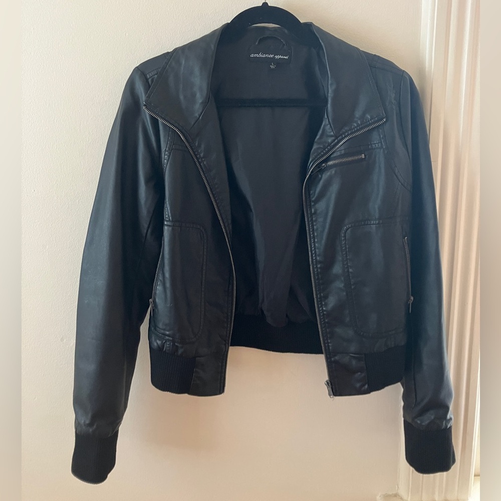 Faux leather bomber jacket - Ambiance Apparel